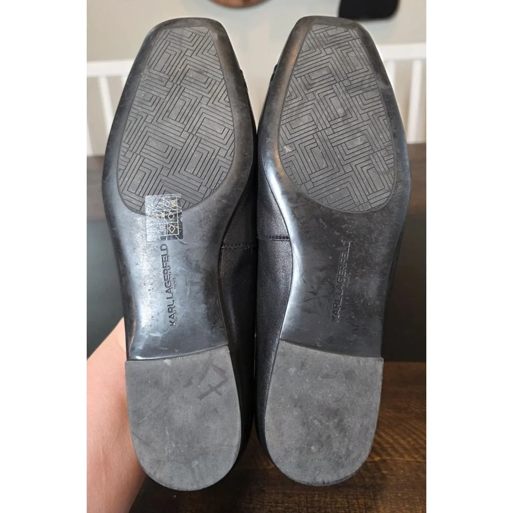 Karl Lagerfeld Zofia Zayne Black Ballet Flats Slippers E24 Slip On Shoes sz 9‎ M